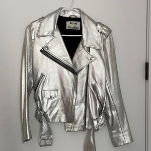 Acne Studios Silver Mape Lo Leather Biker Jacket